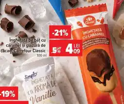 Carrefour Înghețată pe băț cu caramel și glazură de cacao, Carrefour Classic Ofertă