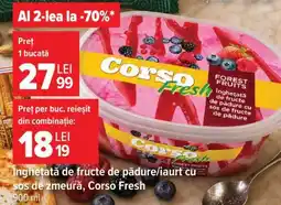 Carrefour Înghețată de fructe de pădure/iaurt cu sos de zmeură, Corso Fresh Ofertă