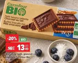 Carrefour Biscuiți cu lapte, glazurați cu ciocolată Carrefour Bio Ofertă