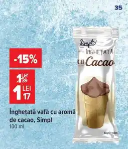 Carrefour Înghețată vafă cu aromă de cacao, Simpl Ofertă