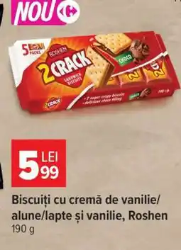 Carrefour Biscuiți cu cremă de vanilie/alune/lapte și vanilie, Roshen Ofertă