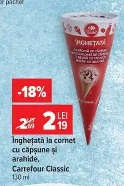 Carrefour Înghețată la cornet cu căpșune și arahide, Carrefour Classic Ofertă
