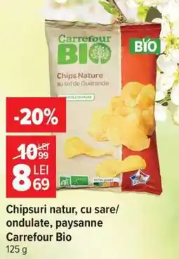 Carrefour Chipsuri natur, cu sare/ondulate, paysanne Carrefour Bio Ofertă