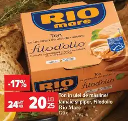 Carrefour Ton în ulei de măsline/lămâie și piper, Filodolio Rio Mare Ofertă