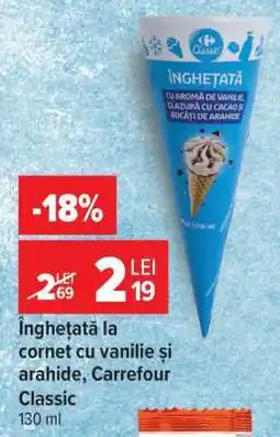 Carrefour Înghețată la cornet cu vanilie și arahide, Carrefour Classic Ofertă