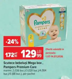 Carrefour Scutece bebeluși Mega box, Pampers Premium Care Ofertă