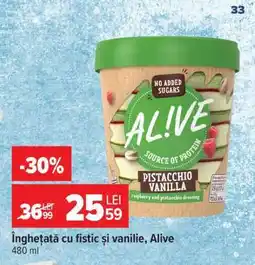 Carrefour Înghețată cu fistic și vanilie, Alive Ofertă