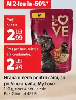 Carrefour Hrană umedă pentru câini, cu pui/curcan/vită, My Love Ofertă