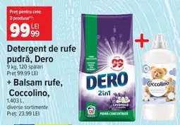 Carrefour Detergent de rufe pudră, Dero + Balsam rufe, Coccolino Ofertă