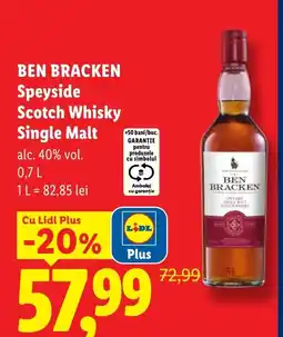 Lidl BEN BRACKEN Speyside Scotch Whisky Single Malt Ofertă