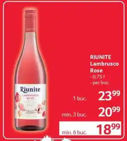 Selgros RIUNITE LAMBRUSCO Rosé + Ofertă