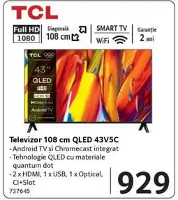 Selgros Televizor 108 cm QLED 43V5C Ofertă
