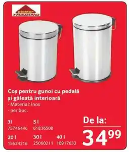 Selgros Coș pentru gunoi cu pedală și găleată interioară Ofertă