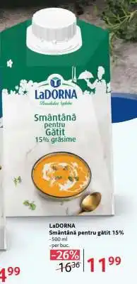 Selgros LaDORNA Smântână pentru gătit 15% Ofertă