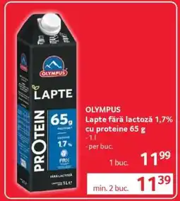 Selgros OLYMPUS Lapte fără lactoză 1,7% cu proteine 65 g Ofertă