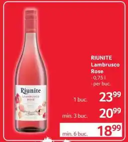 Selgros RIUNITE LAMBRUSCO Rosé + Ofertă
