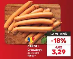 Kaufland CAROLI Crenwurşti porc extra 100 g Ofertă
