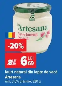 Carrefour Iaurt natural din lapte de vacă, Artesana Ofertă
