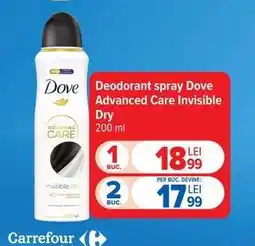 Carrefour Deodorant spray Dove Advanced Care Invisible Dry 200 ml Ofertă