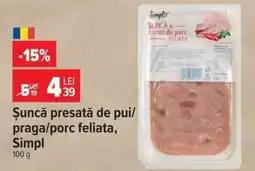 Carrefour Șuncă presată de pui/praga/porc feliata, Simpl Ofertă