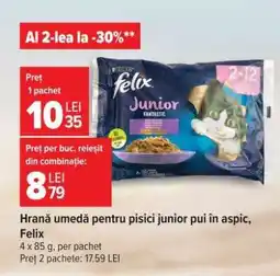 Carrefour Hrană umedă pentru pisici junior pui în aspic, Felix Ofertă