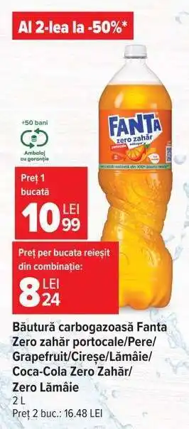 Carrefour Fanta zero zahăr Ofertă