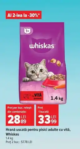 Carrefour Hrană uscată pentru pisici adulte cu vită, Whiskas Ofertă
