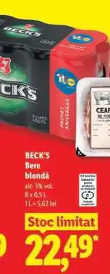 Lidl BECK‘S Bere blondă Ofertă