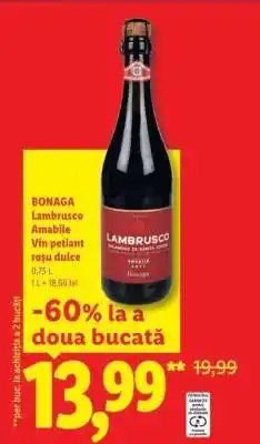 Lidl BONAGA Lambrusco Amabile Vin petiant roșu dulce Ofertă
