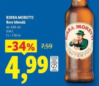 Lidl BIRRA MORETTI Bere blondă Ofertă