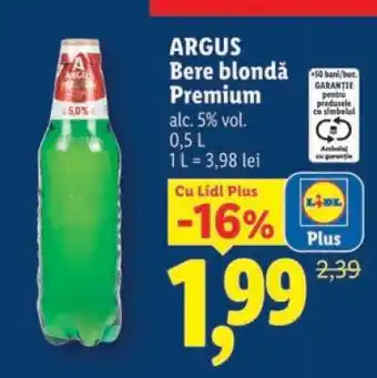 Lidl ARGUS Bere blondă premium Ofertă