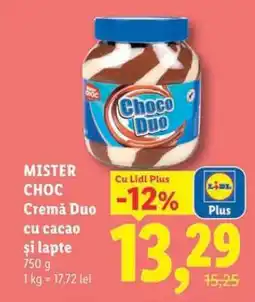 Lidl MISTER CHOC Cremă Duo cu cacao și lapte Ofertă