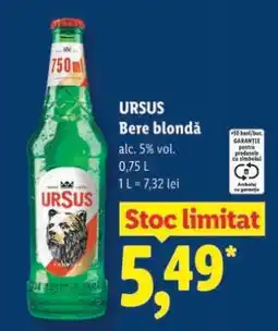 Lidl URSUS Bere blondă Ofertă