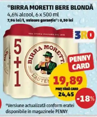 Penny BIRRA MORETTI Bere blondă Ofertă