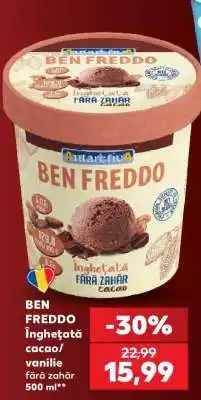 Kaufland BEN FREDDO Înghețată cacao/vanilie fără zahăr 500 ml Ofertă