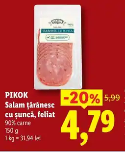 Lidl PIKOK Salam ţărănesc cu șuncă, feliat Ofertă