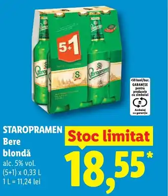 Lidl STAROPRAMEN Bere blondă Ofertă