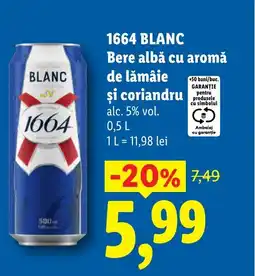 Lidl 1664 BLANC Bere albă cu aromă şi coriandru Ofertă