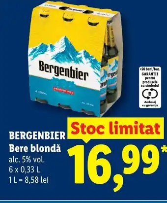 Lidl BERGENBIER Bere blondǎ Ofertă