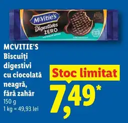 Lidl MCVITIE'S Biscuiţi digestivi cu ciocolată neagră, fără zahăr Ofertă