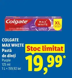 Lidl COLGATE MAX WHITE Pastǎ de dinți Ofertă