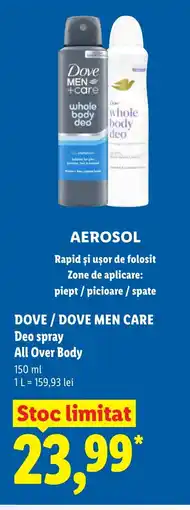 Lidl DOVE/DOVE MEN CARE Deo spray All Over Body Ofertă