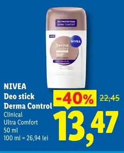 Lidl NIVEA Deo stick Derma Control Ofertă