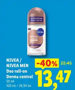 Lidl NIVEA / NIVEA MEN Deo roll-on Derma control Ofertă