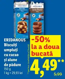 Lidl ERIDANOUS Biscuiţi umpluţi cu cacao şi alune de pădure Ofertă