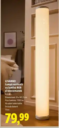 Lidl LIVARNO Lampă verticală cu lumină RGB şi telecomandă Ofertă