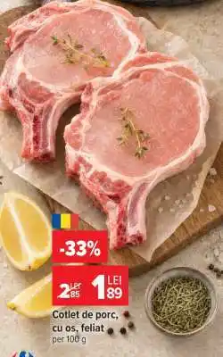 Carrefour Cotlet de porc cu os feliat Ofertă