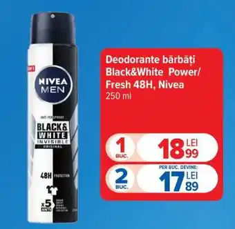 Carrefour Deodorante bărbați Black&White Power/Fresh 48H, Nivea Ofertă