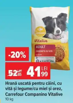 Carrefour Hrană uscată pentru câini, cu vită și legume/cu miel și orez, Carrefour Companino Vitalive Ofertă