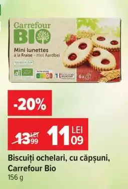 Carrefour Biscuiți ochelari, cu căpșuni, Carrefour Bio Ofertă